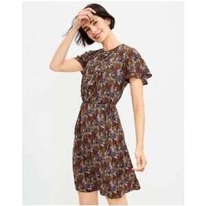 LOFT‎ Paradise Lost Jungle Animal Print Side Tie Mini Dress Size M